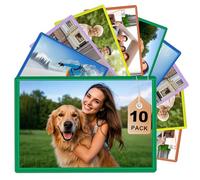 DoocliB 10 Pièces Cadre Photo Magnetique Frigo 10x15 cm Magnet Personnalisable Cadre Photo Aimanté sans Cadre avec Poche Transparente pour Postales Réfrigérateurs Casier Bureau(Couleurs)