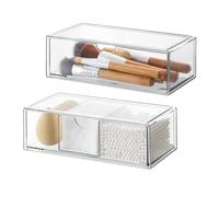 DoocliB Cosmetic Organizer Lot de 2, tiroirs en acrylique empilables, boîte de rangement de maquillage transparente, pour chambre à coucher, coiffeuse, armoire de salle de bain, armoire à miroir