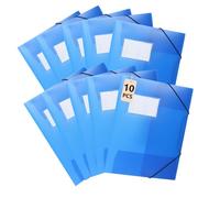 DoocliB Lot de 10 Pochettes Classeur Porte-Documents Plastique, Chemises à Élastiques en Plastique, Format A4, pour Enfant, avec Rabat Intérieur et Élastique, Solides (Bleu Translucide)