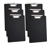DoocliB Porte-bloc A4 avec porte-stylo, 6 pièces clipboard en plastique épais avec pince à étrier, œillet de suspension rétractable, planche à écrire pour l'école, le bureau, noir