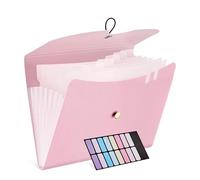 DoocliB Trieur à soufflets, format A4, portable, avec 7 compartiments, système de classeur extensible avec étiquettes, avec bande élastique, pour la maison, le bureau, l'école et les voyages (rose)