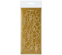 Doodey Anniversaire Patte de Stickers pour la création de Cartes et Le Scrapbooking en 6 Designs, doré/argenté, Lot de 12