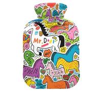 Doodle Art Bouillotte pour eau chaude avec housse souple, compresses chaudes de 2 L pour le corps pour les thérapies chaudes et froides