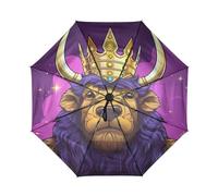 Doodle Art Cool Bison Parapluie de Voyage Coupe-Vent Ouverture Fermeture Automatiques,Protection Solaire UPF 50+ pour Enfants