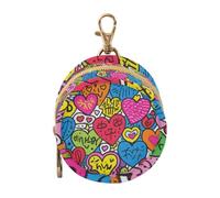 Doodle Art Étui de rangement pour tétine de bébé Motif cœurs colorés avec fermeture éclair et clip