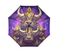 Doodle Art Mignon Bison Parapluie de Voyage Coupe-Vent Ouverture Fermeture Automatiques,Protection Solaire UPF 50+ pour Enfants