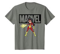 Doodle avec Logo Spider-Woman de Marvel Avengers T-Shirt, Enfant, Vert Kaki chiné, 8 Ans
