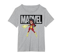 Doodle avec Logo Spider-Woman de Marvel Avengers T-Shirt, Femme Grandes Tailles, Gris Chiné, 1X