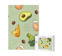 Doodle Brocoli Fromage Avocat,Puzzle Familial en Bois de 300 pièces pour Adultes et Adolescents