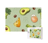 Doodle Brocoli Fromage Avocat,Puzzle Familial en Bois de 300 pièces pour Adultes et Adolescents, décoration d'intérieur