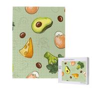Doodle Brocoli Fromage Avocat,Puzzle Familial en Bois de 500 pièces pour Adultes et Adolescents