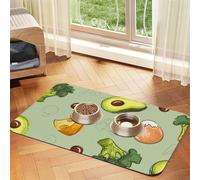 Doodle Brocoli Fromage Avocat,Tapis d'alimentation pour Animaux de Compagnie, Sets de Table en Cuir PU pour Chats et Chiens,30x45cm