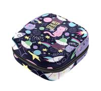 Doodle Cats Space Planet Star Rocket Pattern First Period Kit pour filles, protège-slips et porte-serviettes hygiéniques avec fermeture éclair