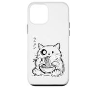 Doodle Chat Mangeant des Ramen Minimaliste dessiné à la Main Coque pour iPhone 12 Mini
