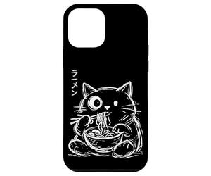 Doodle Chat Mangeant des Ramen Minimaliste dessiné à la Main Coque pour iPhone 12 Mini