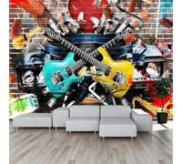 Doodle De Musique D'Instrument De Guitare 140(W)X70(H)Cm Peinture Photo 3D Murale Papier Mural Papier Décoratif De Maison Papel Flooring 3D Wallpaper Paste Living Room The Wall For Bedroom Mur-3517715