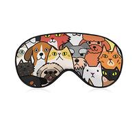 Doodle Dogs and Cats Sleeping Eye Mask Eye Shade avec sangle réglable Bandeau pour les voyages en avion