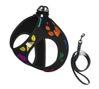 Doodle Empreinte de Patte Chat Chien Noir,Harnais pour Animaux de Compagnie, Harnais réfléchissant réglable pour Chien,L