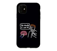 Doodle Intelligence Artificielle Humour Non Merci J'utilise l'IA Coque pour iPhone 11