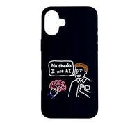 Doodle Intelligence Artificielle Humour Non Merci J'utilise l'IA Coque pour iPhone 16 Plus