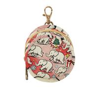 Doodle Porte-tétine de Noël avec fermeture éclair et clip Motif éléphants blancs Rouge/noir