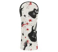 Doodle Rock Guitar Stars Ensemble de housses de club de golf en cuir de qualité supérieure avec étiquettes numérotées pour conducteur, bois de parcours hybride