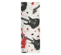 Doodle Rock Guitar Stars Yogamat 1 mm pour salle de sport à domicile imprimée, antidérapante, serviette de yoga mate antidérapante avec sac 180,3 x 66 cm
