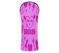 Doodle Sketch Graffiti Rabbit Heart Couvre-tête de golf en cuir de qualité supérieure avec étiquettes numérotées pour bois de parcours hybride