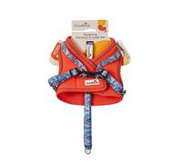 Doodlecat Ensemble harnais et laisse pour chat, harnais avec laisse incluse, anneau en D en métal, respirant et léger, harnais réfléchissant et réglable pour chat (Tangerine/Reef, M)
