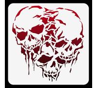 Doodlream 1 pochoir de journal de crânes de lutte triple pour la peinture, 30 x 30 cm Crânes en plastique réutilisables Pochoirs pour Halloween, modèle de peinture, pochoir d'art artisanal sur mur