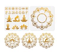 DOODLREAM 21 styles de pochoirs de yoga pour peinture, 30 × 30 cm, réutilisables, modèles de dessin, fleurs mandala, modèles de peinture pour mur, décoration d'intérieur, toile, journal, carte