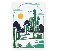 DOODLREAM Arizona - Pochoir décoratif en plastique réutilisable pour peinture sur mur - Motif cactus - 29,7 x 21 cm