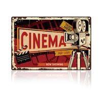 DOODLREAM Décoration murale de cinéma rétro en métal - 20,3 x 30,5 cm - Projecteur triangulaire rectangulaire - Art mural vintage pour maison, café, club, décoration de cinéma, cadeau