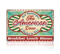 DOODLREAM Décoration murale rétro en métal avec inscription « The American Diner » - 20 x 30 cm - Décoration murale vintage pour cuisine, maison, restaurant, cave, café, club