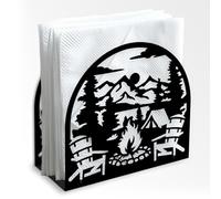 Doodlream Forest Bonfire Porte-serviettes décoratif en métal noir pour table, 13,5 x 12,5 x 5 cm, pour maison, cuisine, restaurant, pique-nique, fête, café, bar, salle à manger