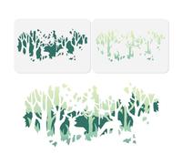 DOODLREAM Lot de 2 pochoirs muraux en forme de forêt en couches - 29,7 x 21 cm - Réutilisables - Pour peinture sur bois, mur, sol, tissu, verre, meubles, loisirs créatifs, décoration d'intérieur