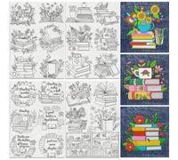 DOODLREAM Lot de 24 stabilisateurs de couture à la main solubles dans l'eau pour livres et fleurs 20,3 x 45,7 cm - Motif de broderie - 4 feuilles de bibliothèque - Feuille de bâton et de papier à