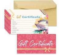 Doodlream Lot de 40 chèques-cadeaux de croisière vierges roses de 17 x 8,5 cm pour entreprise, chèques clients personnalisés avec enveloppes pour anniversaire, spa, massage et salon