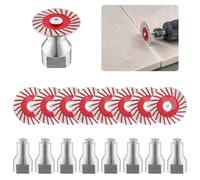 Doodlream Lot de 8 lames de gravure diamant 40 mm avec 8 brides M14, rouge | Lot de mini lames de scie diamant pour granit, marbre, céramique, PVC, outil de coupe et de lettrage de précision pour