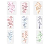 Doodlream Lot de 9 pochoirs muraux en forme de fleurs sauvages pour peinture, bricolage, loisirs créatifs, en plastique, pour peinture sur bois, mur, clôture, tissu, toile, meubles