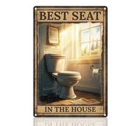 Doodlream Panneau en métal vintage « Best Seat In the House » - Décoration murale pour salle de bain - 20,3 x 30,5 cm