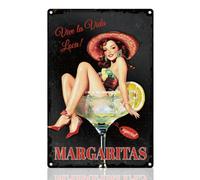 DOODLREAM Pin Up Femme Cocktail Décoration Murale Rétro Plaque en Métal Plaque Sexy Femme Assise Dans Une Margarita Vintage Art Mural Poster Hommes Grotte Maison Café Salle De Bain Bar Décor