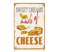 DOODLREAM Plaque en métal « Sweet Dreams Are Made of Cheese » - 20 x 30 cm - Décoration murale vintage - Pour boulangerie, café, restaurant, maison, cuisine, bar