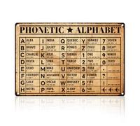 DOODLREAM Plaque en métal vintage avec lettres de l'alphabet phonétique militaire - 20 x 30 cm - Décoration murale pour amateur d'aviation - Pour homme, grotte, maison, bar, pub, armée, cadeau