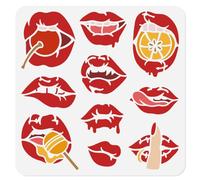 DOODLREAM Pochoir à lèvres tentantes pour peinture, 30 x 30 cm, pochoir en plastique, motif lèvres de baiser, pochoir de dessin, pochoir de peinture pour décoration murale, décoration d'intérieur