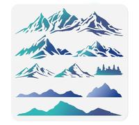 DOODLREAM Pochoir de montagne pour peinture, 30 × 30 cm, réutilisable en plastique, motif montagnes continues, modèle de dessin de montagnes, modèle de peinture pour bricolage, décoration murale