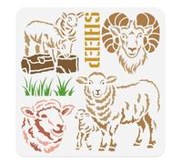 Doodlream Pochoir en forme de mouton pour peinture, chèvre, dessin d'animaux de la ferme, loisirs créatifs, peinture pour mur, décoration d'intérieur, carte de combustion du bois, journal, toile, 30 ×