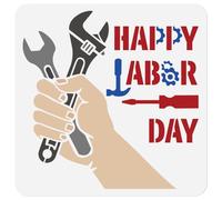 Doodlream Pochoir Happy Labor Day pour peinture et tournevis, pochoir de dessin, clé à tenir à la main, modèle de peinture pour mur, décoration d'intérieur, carte à bois, journal, toile