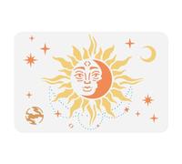 DOODLREAM Pochoir mural réutilisable en plastique motif planète soleil lune étoiles 29,7 x 21 cm pour peinture sur bois, mur, sol, carrelage, tissu, verre, meubles, loisirs créatifs