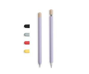 doodroo - Skin pour Apple Pencil, Housse de Protection Lilas avec 5 Capuchons de Couleur, Compatible avec Apple Pencil 1re et 2ème génération